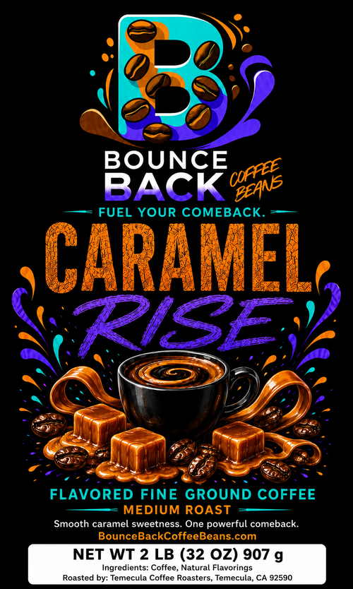 Caramel Rise 2 lb fine ground label