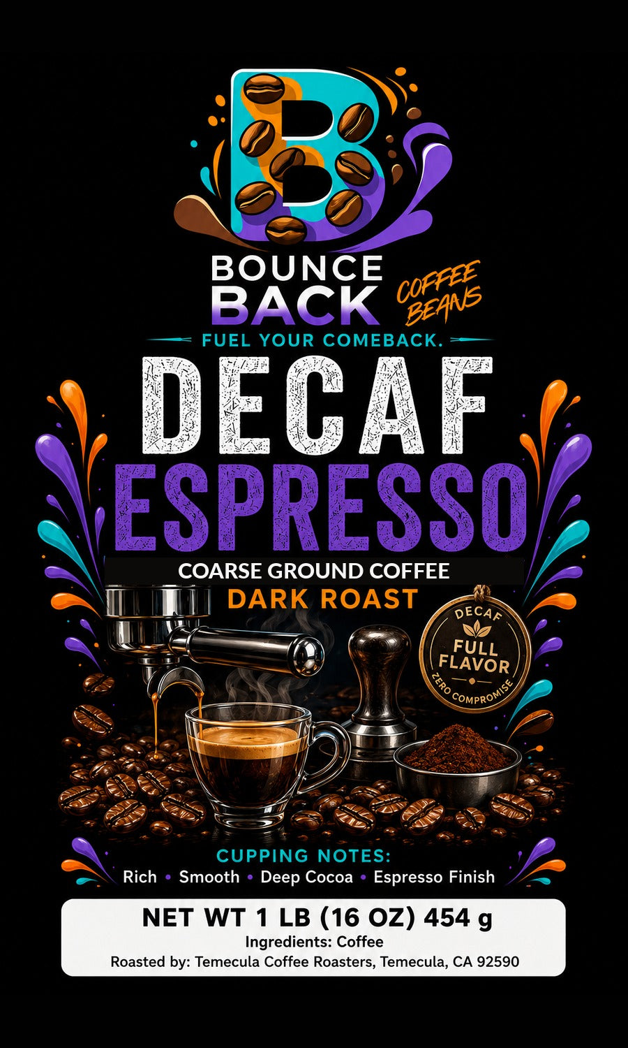 Decaf Espresso coffee label