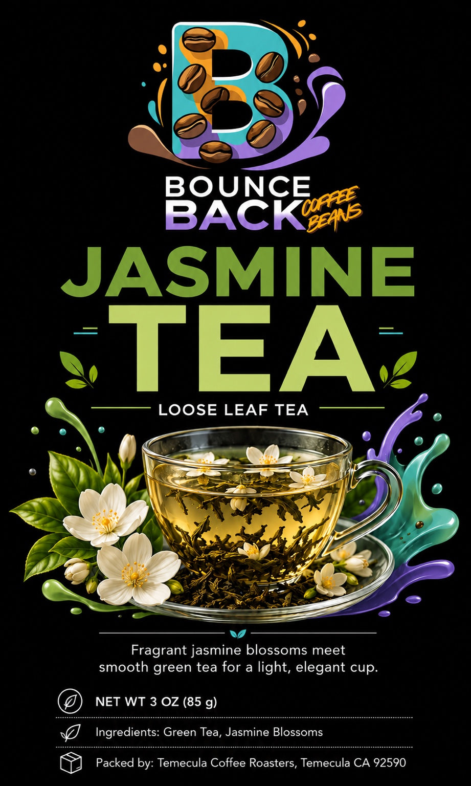 Jasmine loose leaf tea – 3 oz approved label